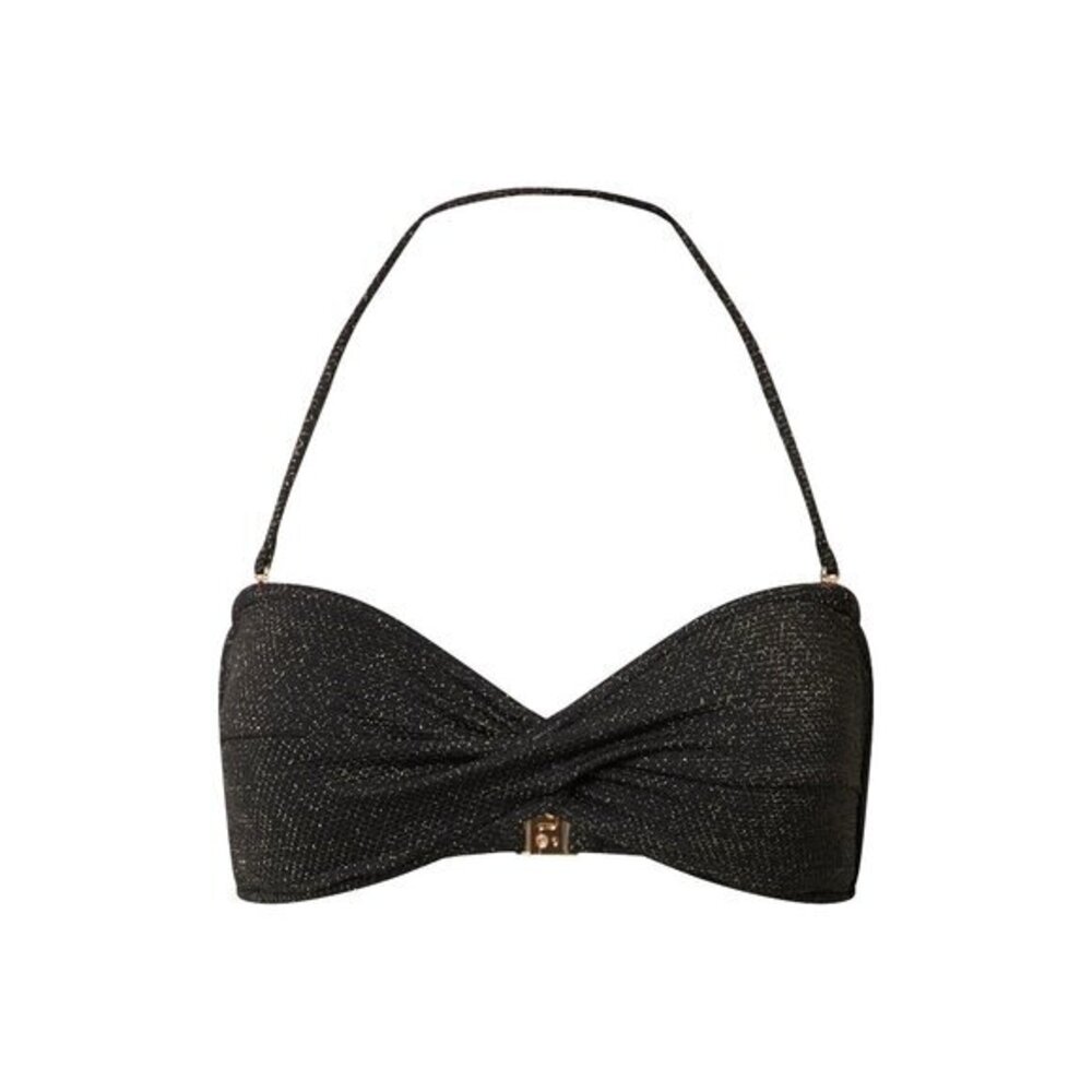 Seafolly Stardust Twist Bandeau Bikini Top Black Gold Lurex Elastane Size 10